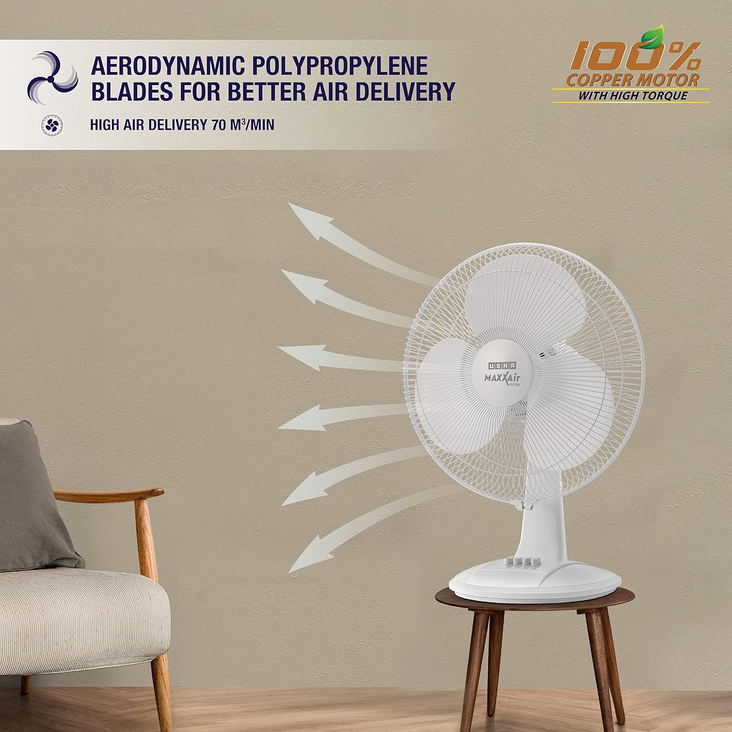 Usha High-Speed Table Fan for Home & Office
