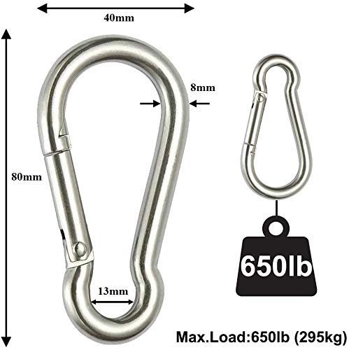 Heavy-Duty Zinc-Plated Steel Snap Hook / Carabiner Clip