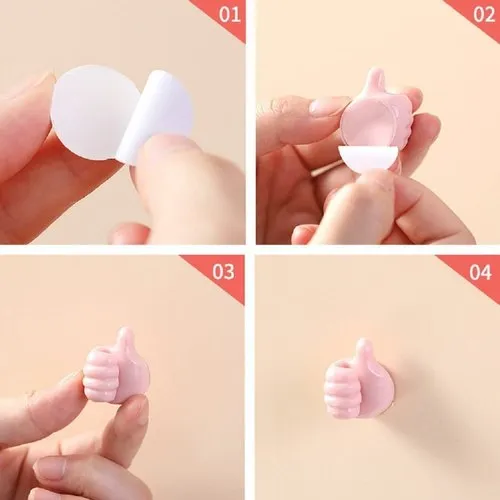 Thumb up wall Hooks Adhesive Silicone Cable Clips Wire Organiser 1 (Pack of 10)