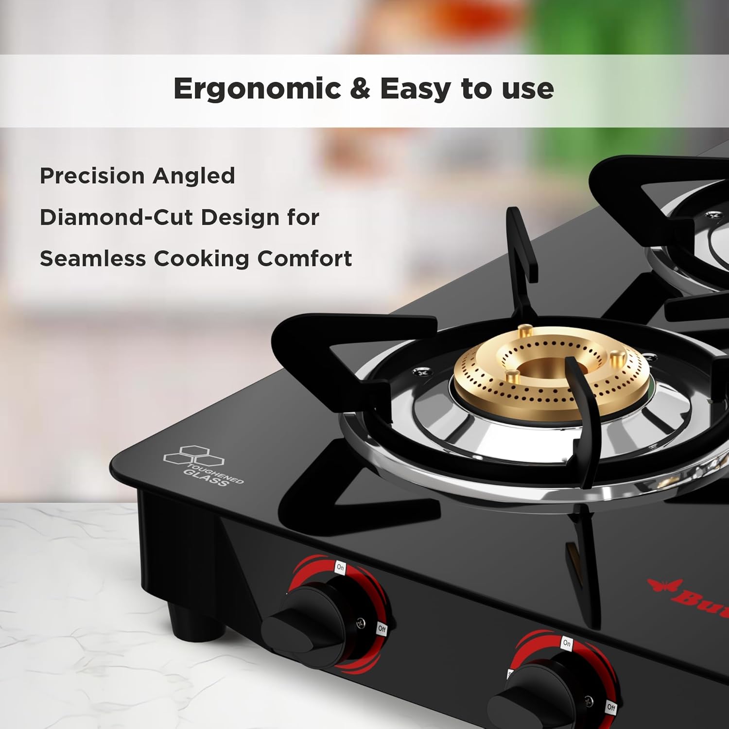 Butterfly Glass Top 4 Burner Gas Stove