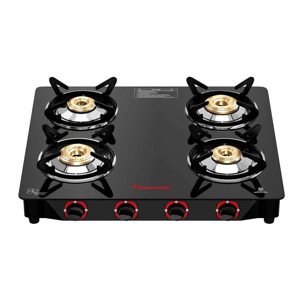 Butterfly Glass Top 4 Burner Gas Stove