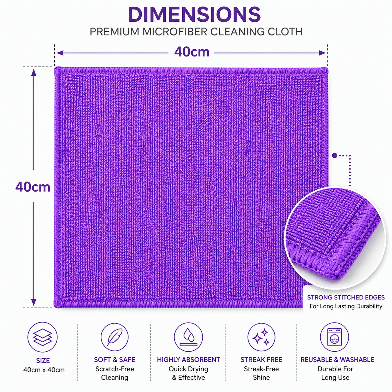 Premium Microfiber Washing Cloth Purple