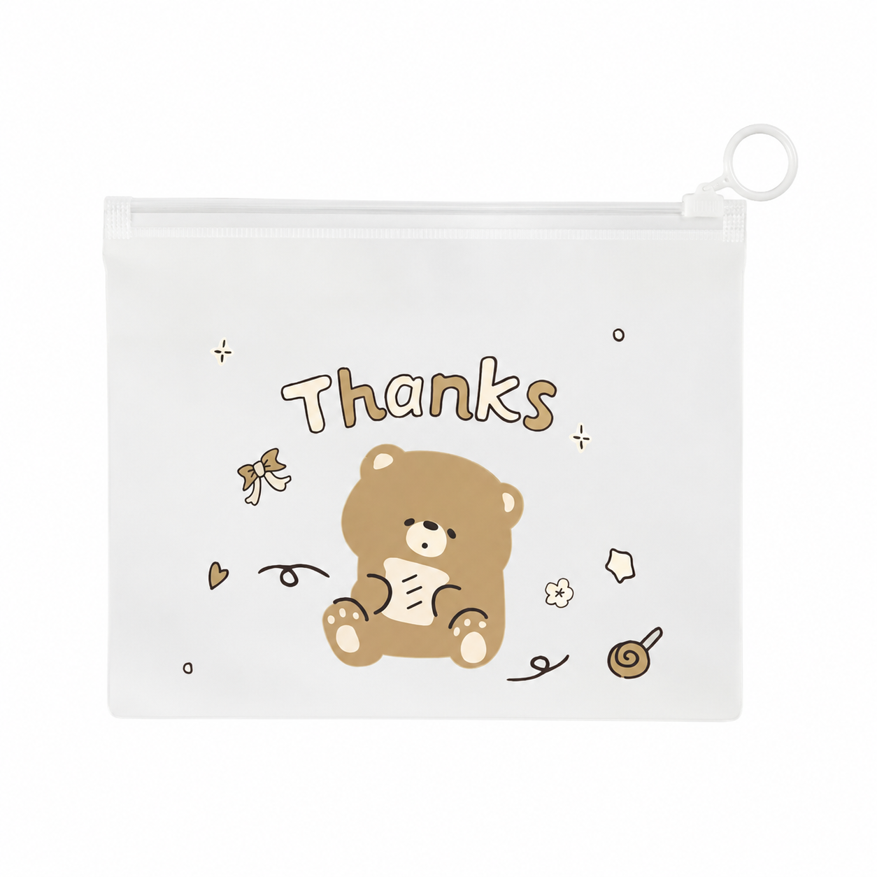 White Plastic Open-Ended Storage Zipper Bag