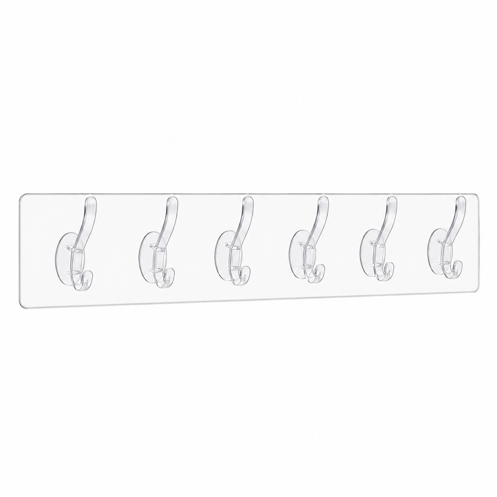 6-Piece Transparent Hooks Multi-Purpose Wall Hooks Set