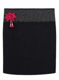 Elegant Black Face Veil with Floral Embellishment