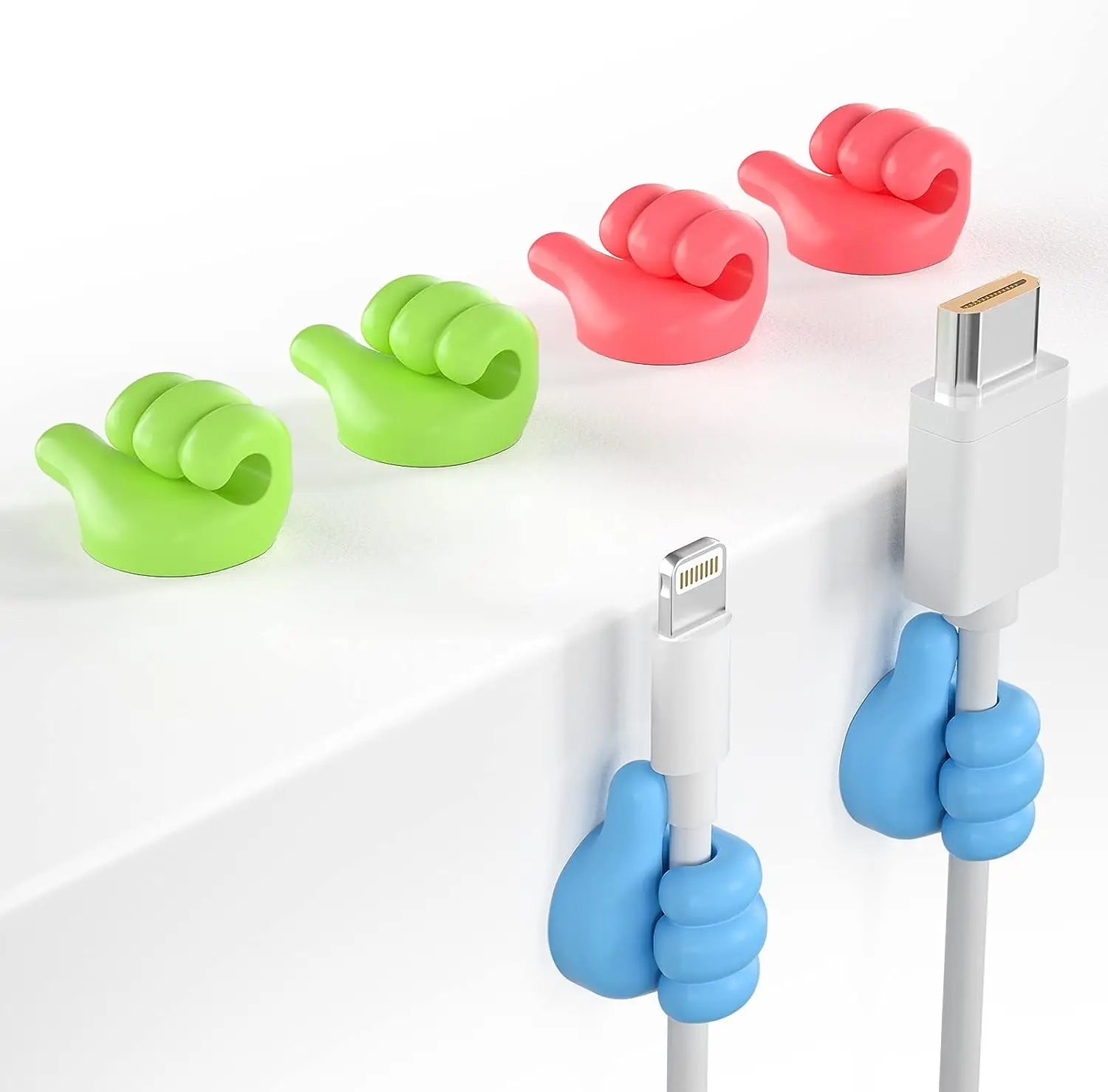 Thumb up wall Hooks Adhesive Silicone Cable Clips Wire Organiser 1 (Pack of 10)
