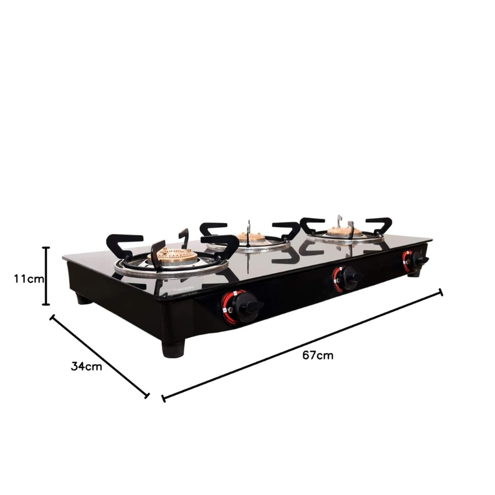 Butterfly Glass Top 3 Burner Gas Stove