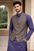 Self Design, Woven Design Pure Cotton, Jacquard Straight Kurta (Blue)